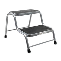 Scaletta 2 gradini, sgabello scaletto con portata 150 kg, doppio gradino in acciaio con 2 gradini antiscivolo