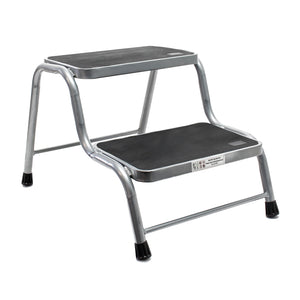 Scaletta 2 gradini, sgabello scaletto con portata 150 kg, doppio gradino in acciaio con 2 gradini antiscivolo