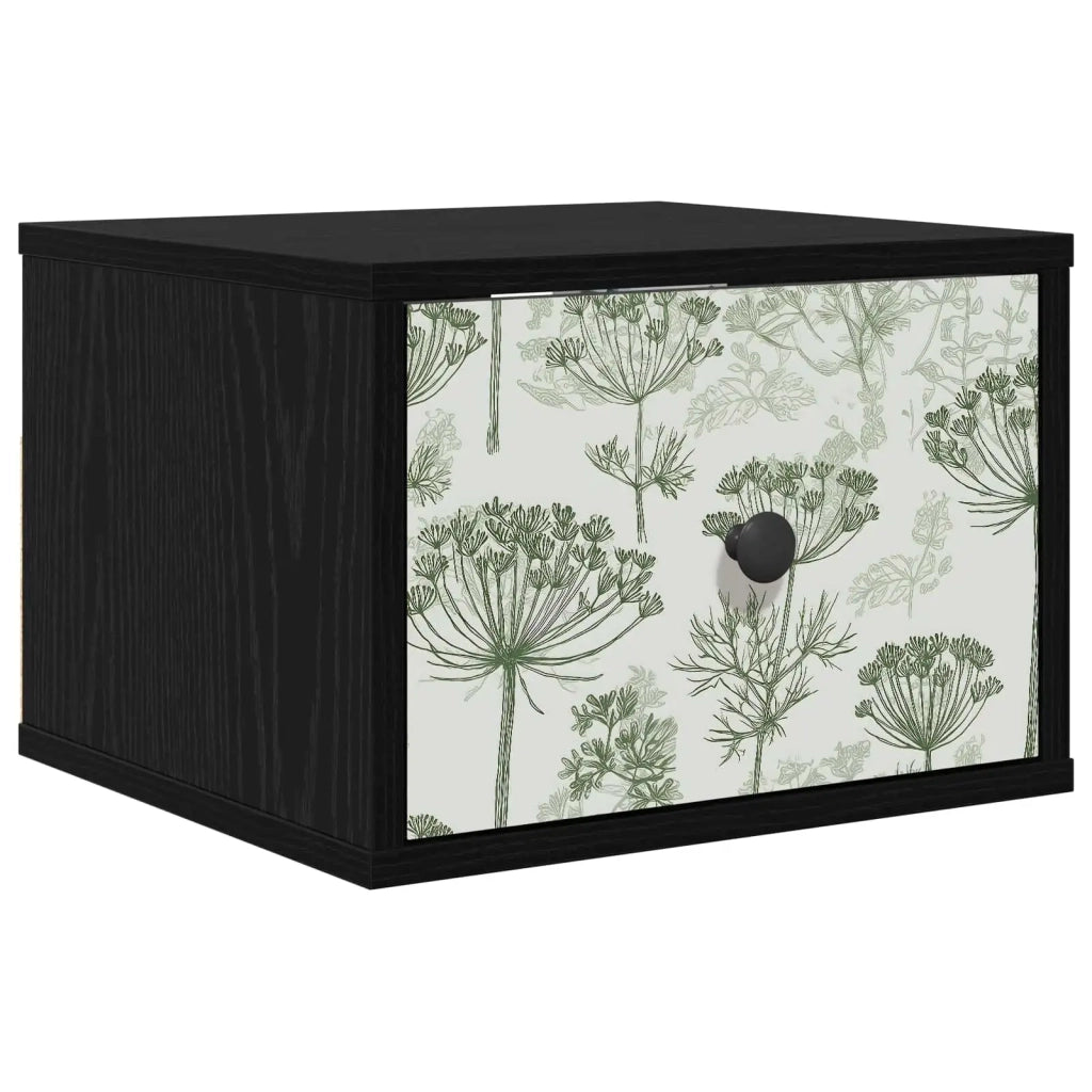 Mobiletto da comodino a parete GOTHA Rovere Nero 8007507