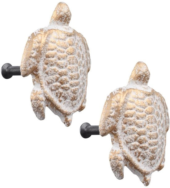 Maniglie a forma di tartaruga con tema oceano retro - Pulsanti a forma di tartaruga - Maniglie di caricamento in ghisa - Bianco - 5,7 cm x 4,6 cm - Eccellenza artigianale - Maniglie di caricamento