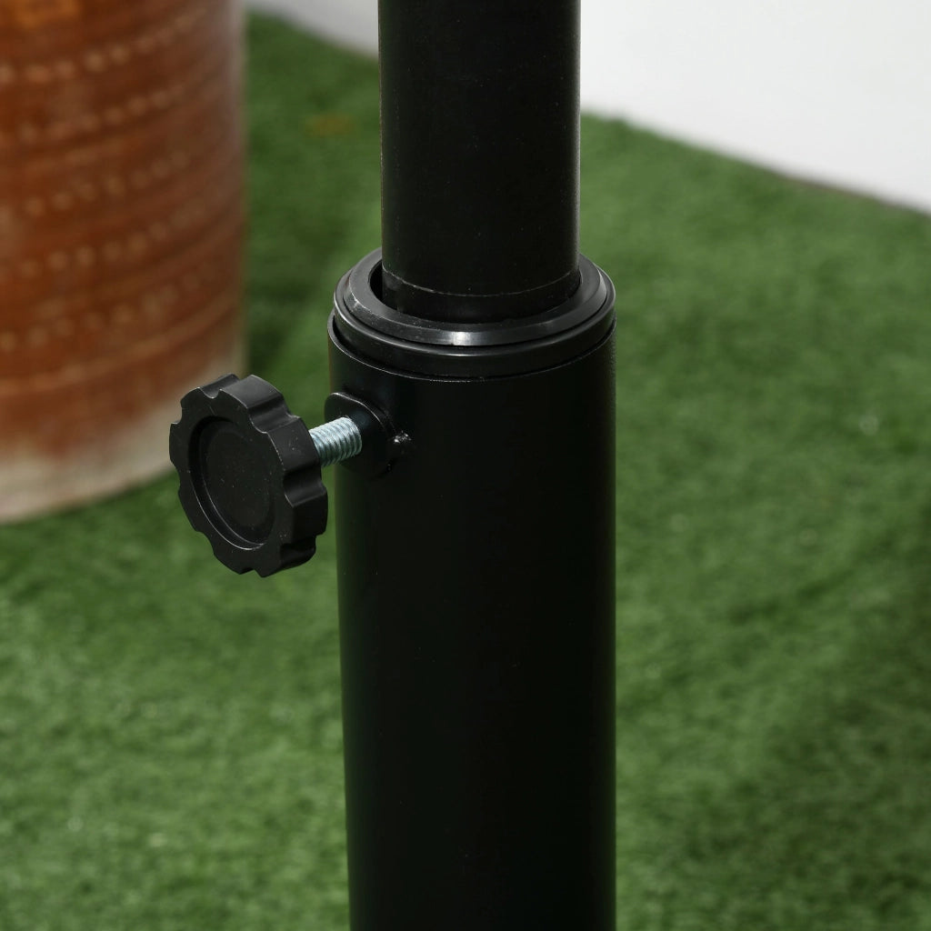 Base per Ombrellone Rotonda da 12,5kg Ø44,5 cm per Pali da Ø3,8 e Ø4,8 cm in HDPE Cemento e Acciaio Nero