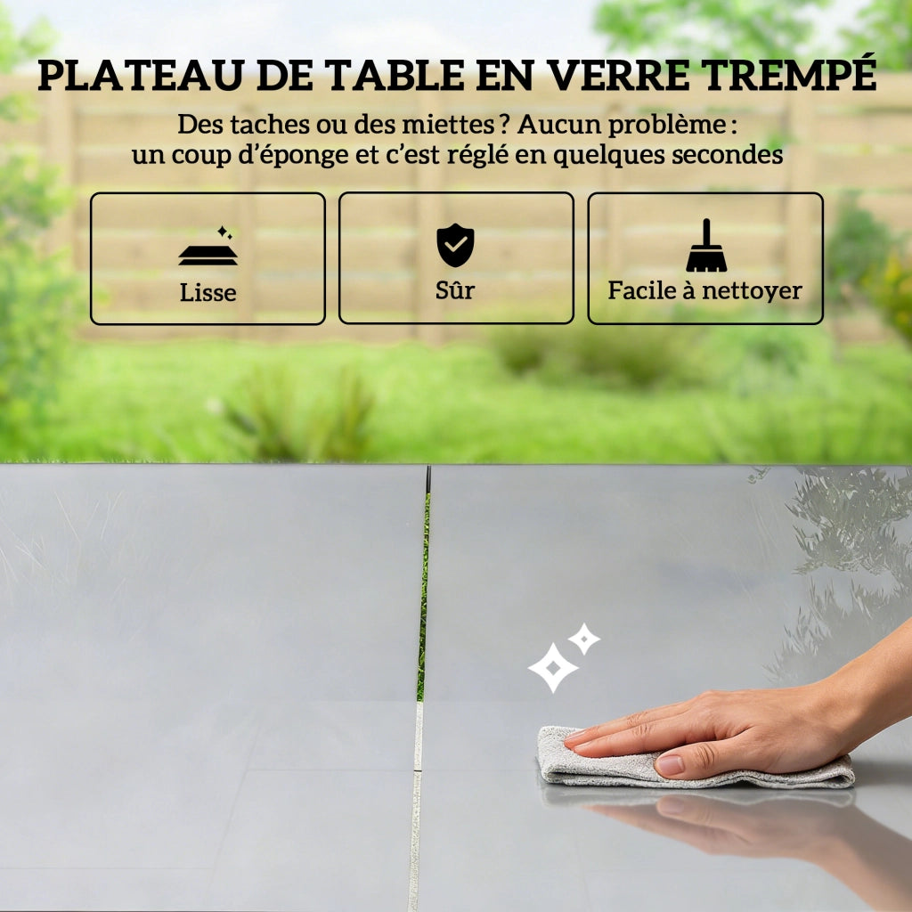 Set Giardino 7 Pezzi 6 Persone ¨C zephmum ¨C Tavolo Vetro Sedie Mesh Grigio