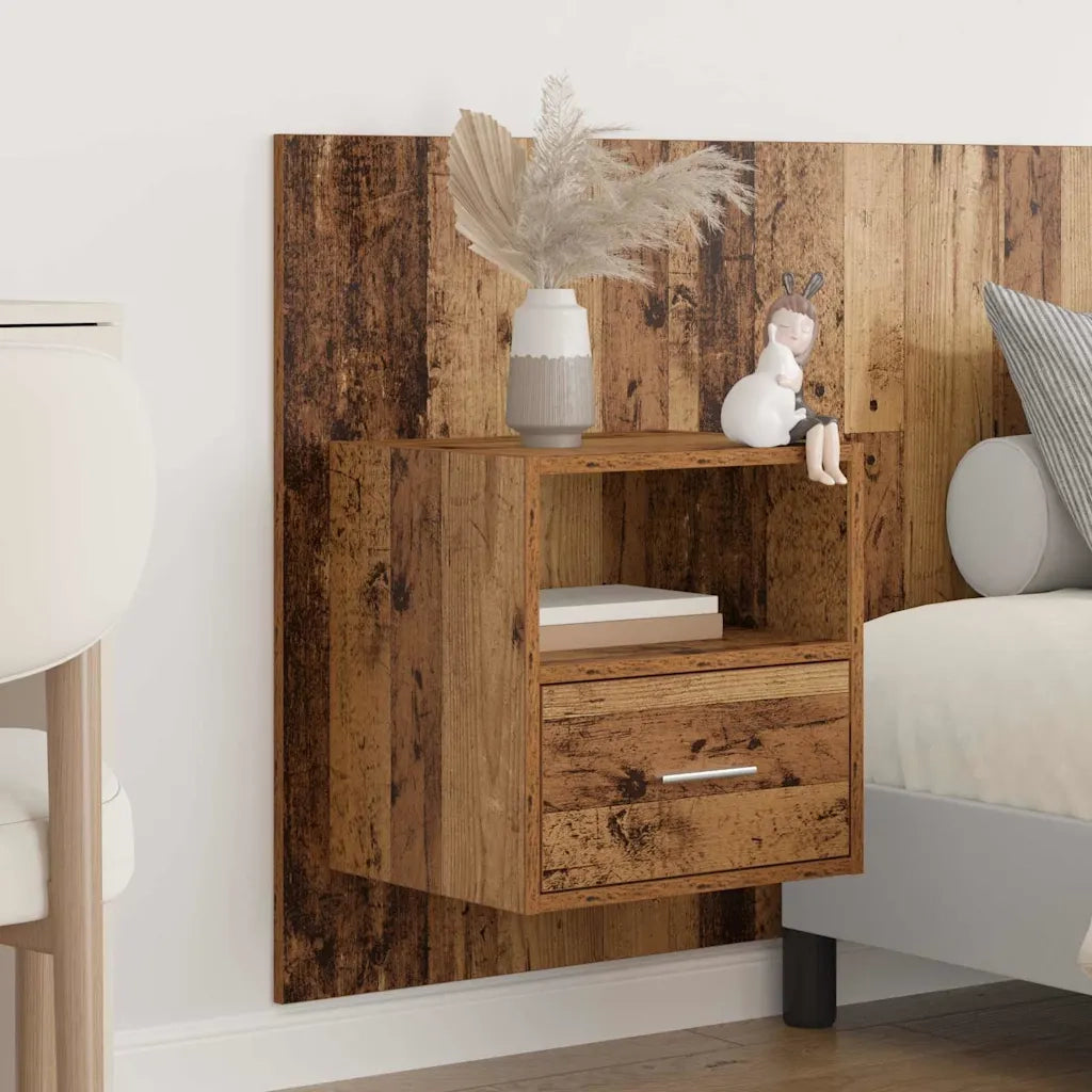 Testiera | Testata con Comodino 3 pcs Legno vecchio Legno multistrato