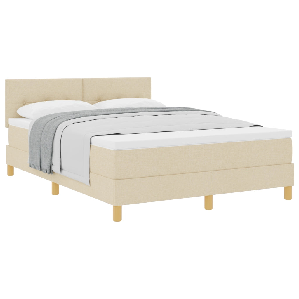 Letto a Molle con Materasso Panna 140x200 cm Tessuto