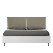 Letto Matrimoniale 160x200 cm Senza Rete Struttura Bianco Frassico con Cuscini in Similpelle Egos Annalisa Cappuccino