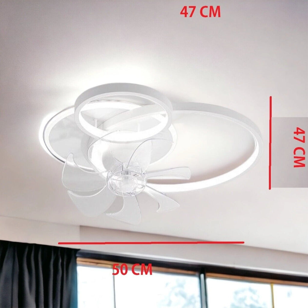 Plafoniera moderna a led con ventilatore da soffitto cambia 3 luci telecomando dimmerabile ed orientabile