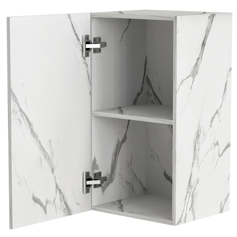 Pensile Cucina con Anta a Ribalta 40x32x72 cm in Legno Bianco Effetto Marmo