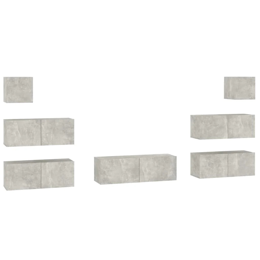 Set di mobili da 7 pezzi tra cui armadio credenza mobile TV televisore per soggiorno camera da letto salotto legno ingegnerizzato grigio 02_0025167