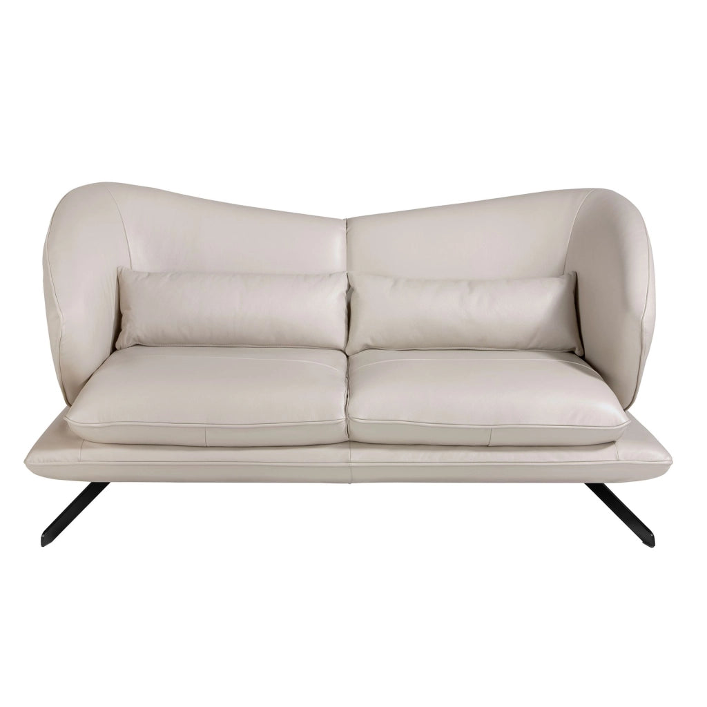 Divano a 2 posti in pelle grigio taupe