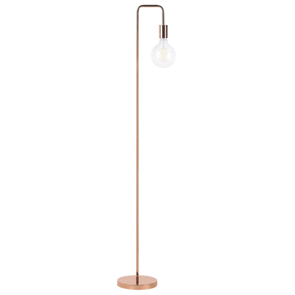 Lampada da Terra Rame Metallo Finitura Lucida Lampadina A Vista Industriale