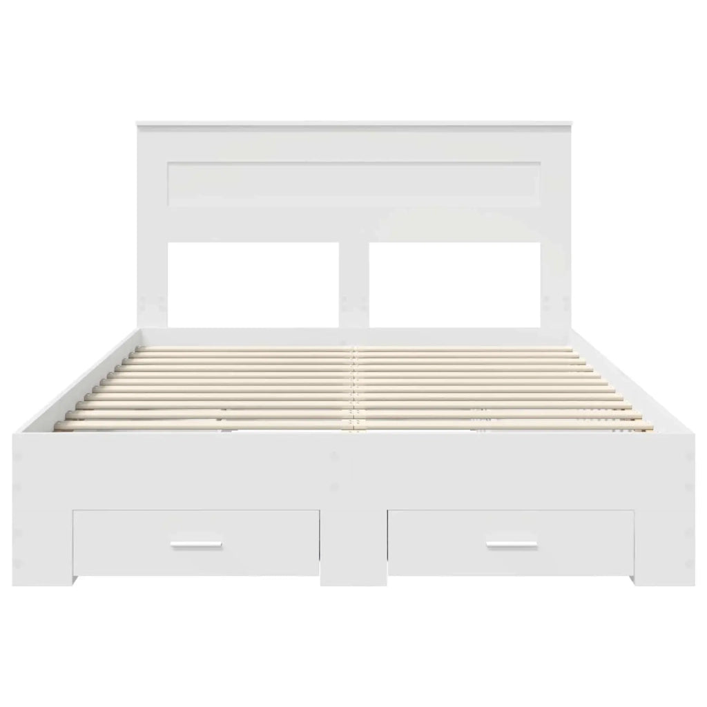 Letto matrimoniale | Letto per adulti | Struttura del letto Bianco 160 x 200 cm Legno multistrato
