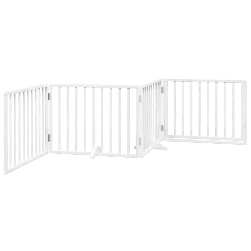 vidaXL Cancello Cani Porta Pieghevole Bianco 4 Pannelli 320 cm Pioppo