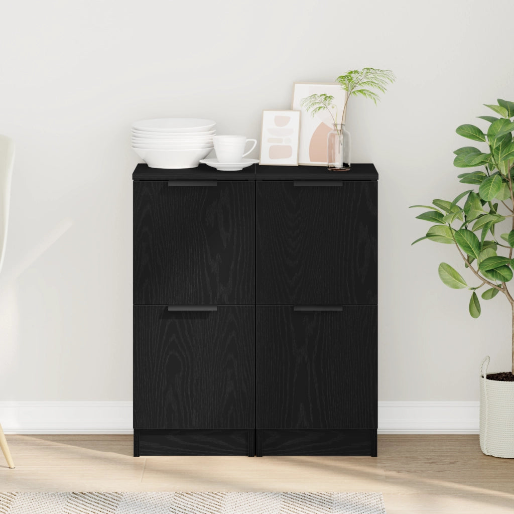 Credenze 2 pz in Rovere Nero, 30x30x70 cm, Realizzate in Legno Ingegnerizzato
