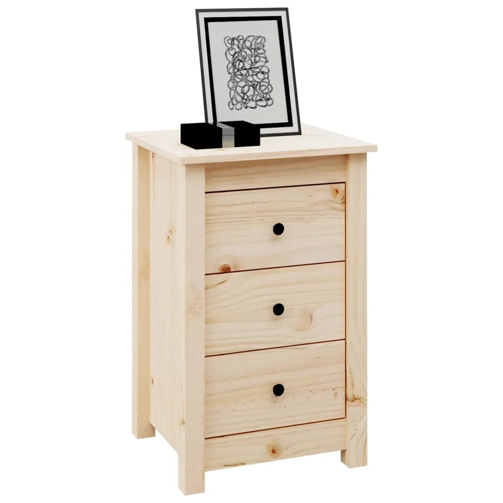 Comodino 40x35x61,5 cm in Legno Massello di Pino 813699
