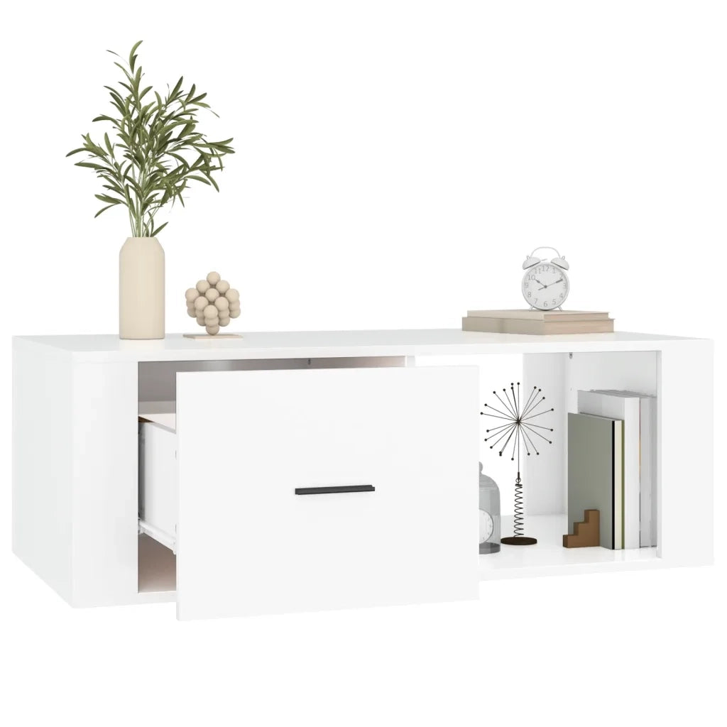 Tavolino da Salotto Bianco 100x50,5x35 cm in Legno Multistrato