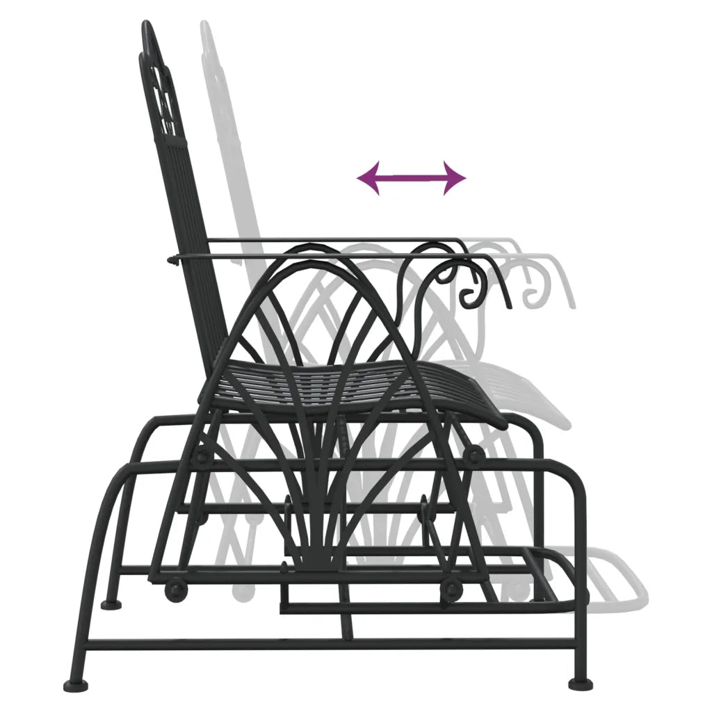 Panca Glider-Sgabello-Panca da esterno 61 cm Nera in Acciaio