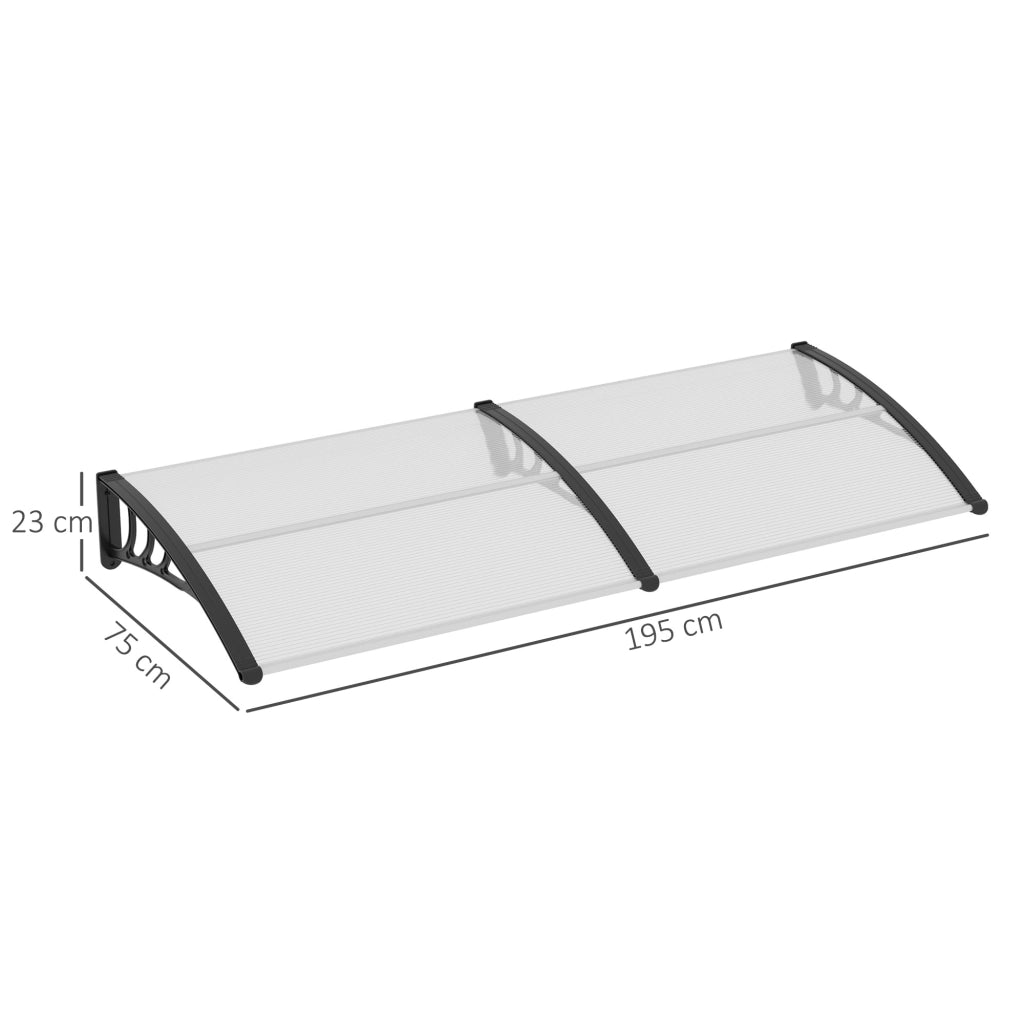PENSILINA per porta 75x195x23 cm in policarbonato e alluminio trasparente