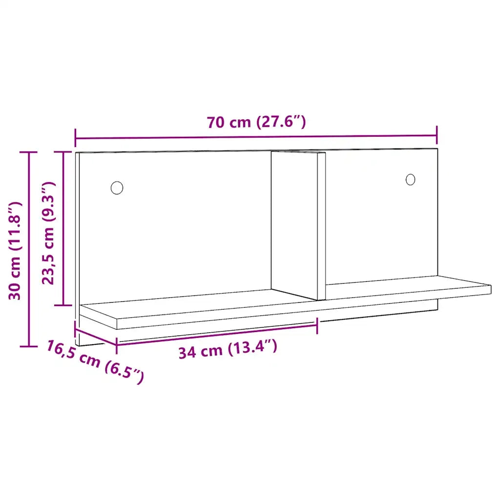 vidaXL Mobile a Parete 70x16,5x30 cm Artigianale in Legno Multistrato