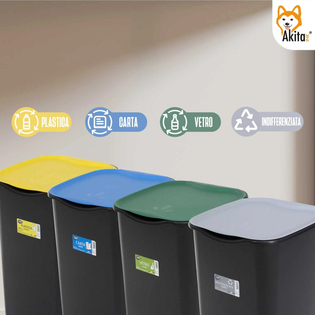 Akitaink Set 4 Pattumiere 50L Differenziata