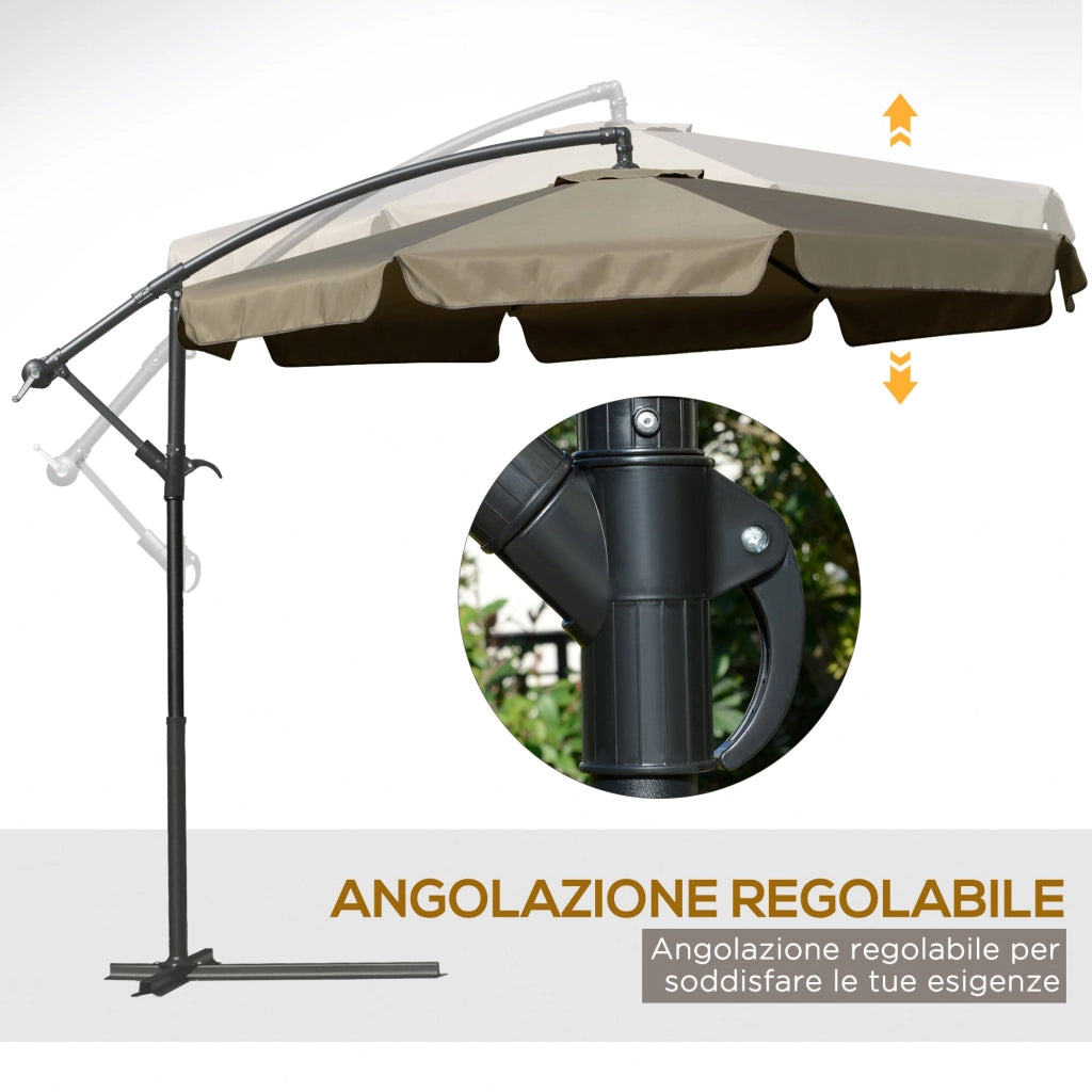 Ombrellone da Giardino a Braccio Ø265x265A cm in Metallo e Poliestere Caffè