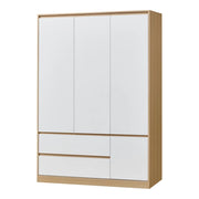 Armadio moderno per camera da letto mobile contenitore senza tempo con 6 ripiani e 2 cassetti MDF 176 x 120 x 52 cm effetto rovere bianco 03_0006365