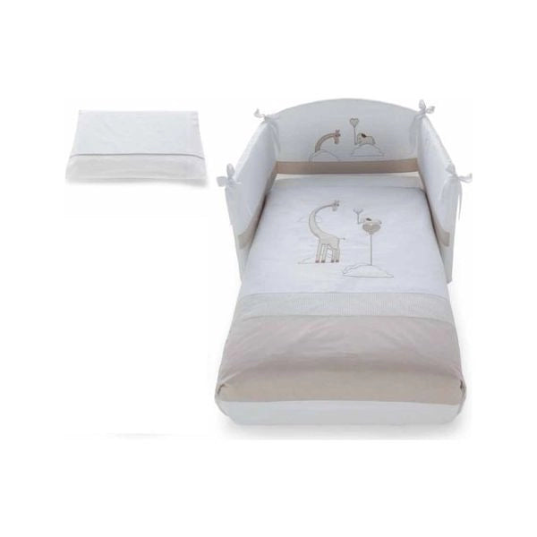 Completo lettino pali 0687savana savana set 3 pezzi bianco e beige