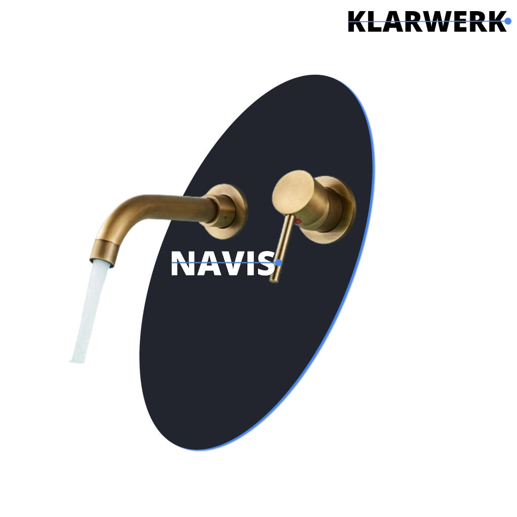 NAVIS | Rubinetteria da bagno montaggio a parete Ottone spazzolato in 2 parti | Miscelatore semplice in acciaio inox rubinetto per hotel  gastronomia