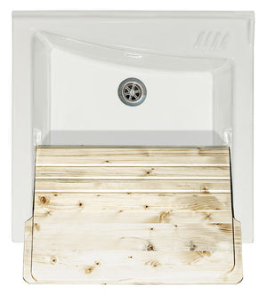 Mobile Lavatoio 63x60x87 cm 2 Ante Asse in Legno Montegrappa Acqua Edilla Bianco