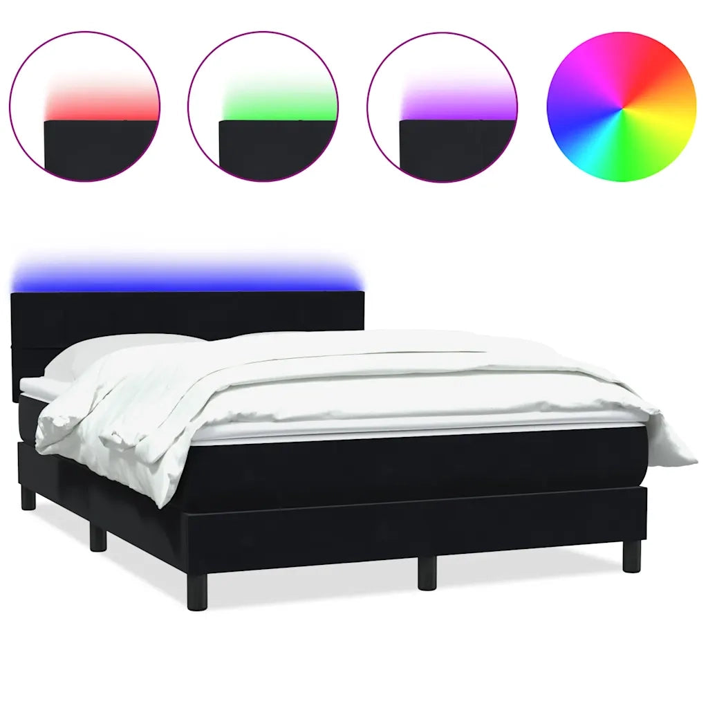 Giroletto a Molle con Materasso Nero 160x210 cm in Velluto