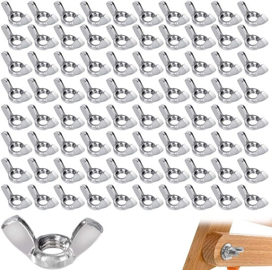 Viti a farfalla in acciaio inossidabile M6 - 80 pezzi - Fissaggio a mano - Fissaggio resistente all'usura - Duraturo e resistente alla corrosione - Adatto per interni ed esterni