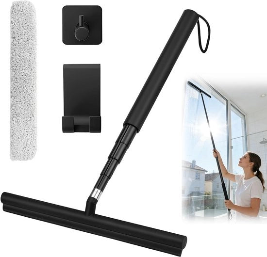 Douchewisser Verstelbaar 30-120 cm - Douchewisser Zwart - Vloertrekker Badkamer - Glaswisser - Waterschuiver - Siliconen.