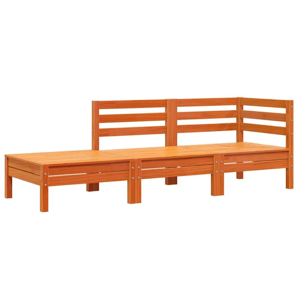 Divano da Giardino a 3 Posti-Sofa da Giardino-Divano da esterno Marrone Cera Legno Massello Pino
