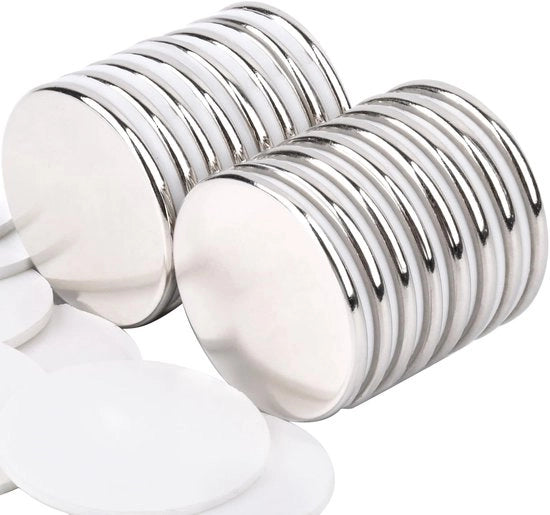 Magnetici 25x2mm Forti, 16 Pezzi Magnetici Neodymium Autoadesivi Magnetici Forti per Tavolo Magnetico, Frigorifero Magnetici Rondi Piccoli Piani Magnetici Adesivi