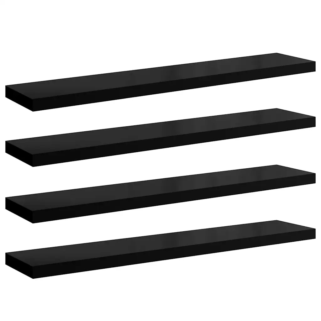 Scaffali a Parete 4 pz Nero Lucido 120x23,5x3,8 cm in MDF 323780