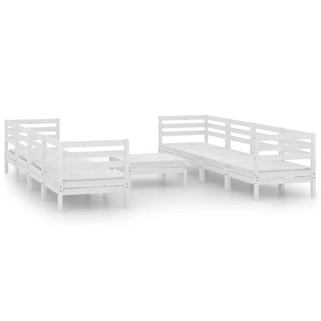 Set di mobili da giardino mobili da esterno 9 pezzi bianco legno di pino massiccio 02_0018173