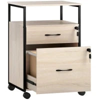 Cassettiera per Scrivania con 2 Cassetti e Ruote, per Formato Lettera A4 44x40x66,5 cm, Legno