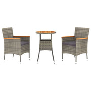 Set Bistr¨° da Giardino 3 pz | Set Salotto da Giardino con Cuscini in Polyrattan Grigio