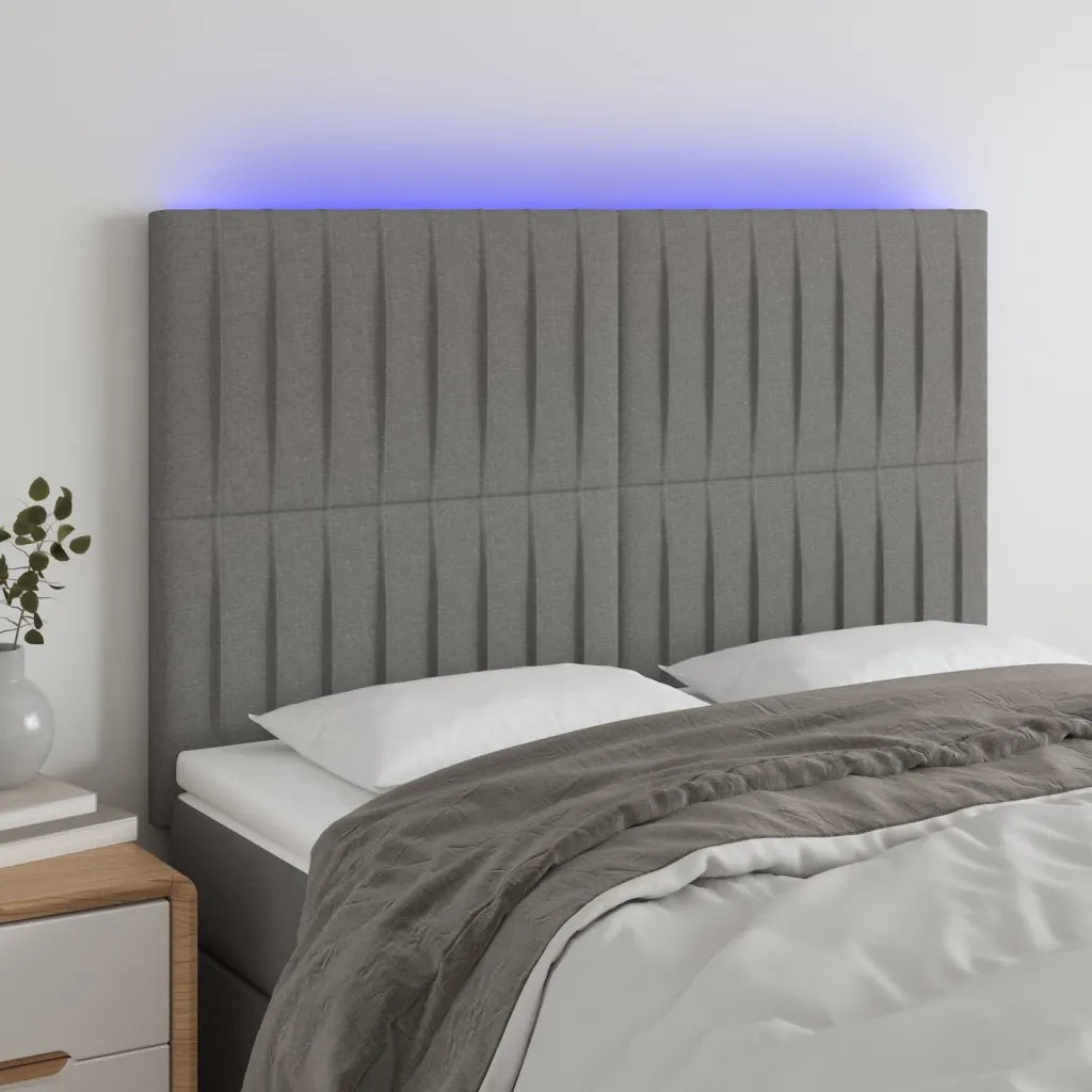 Testiera | Testata a LED GrigioScuro 144x5x118/128cm inTessuto