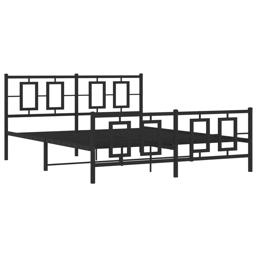 Giroletto con Testiera e Pediera Metallo Nero 150x200 cm 374261