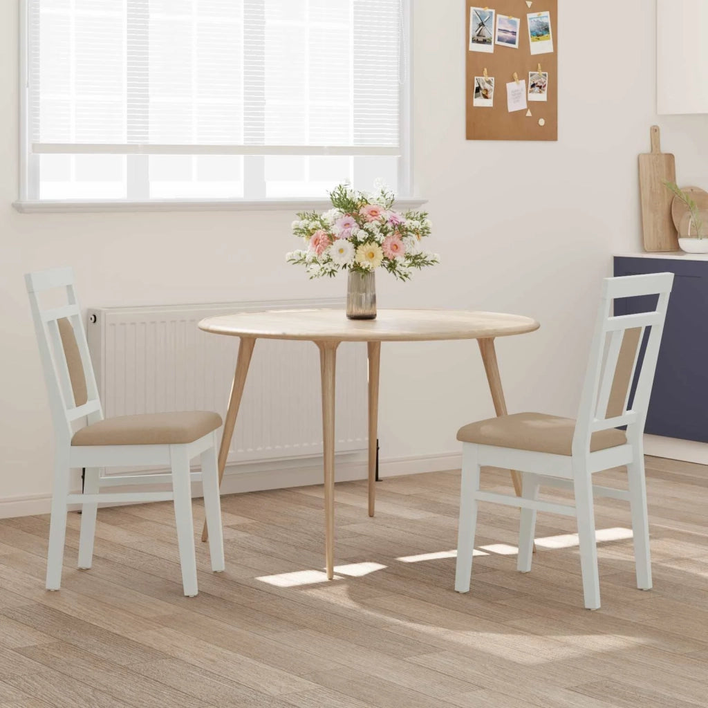 Sedia da pranzo 2 pcs Bianco e marrone Legno di gomma solido 42020508