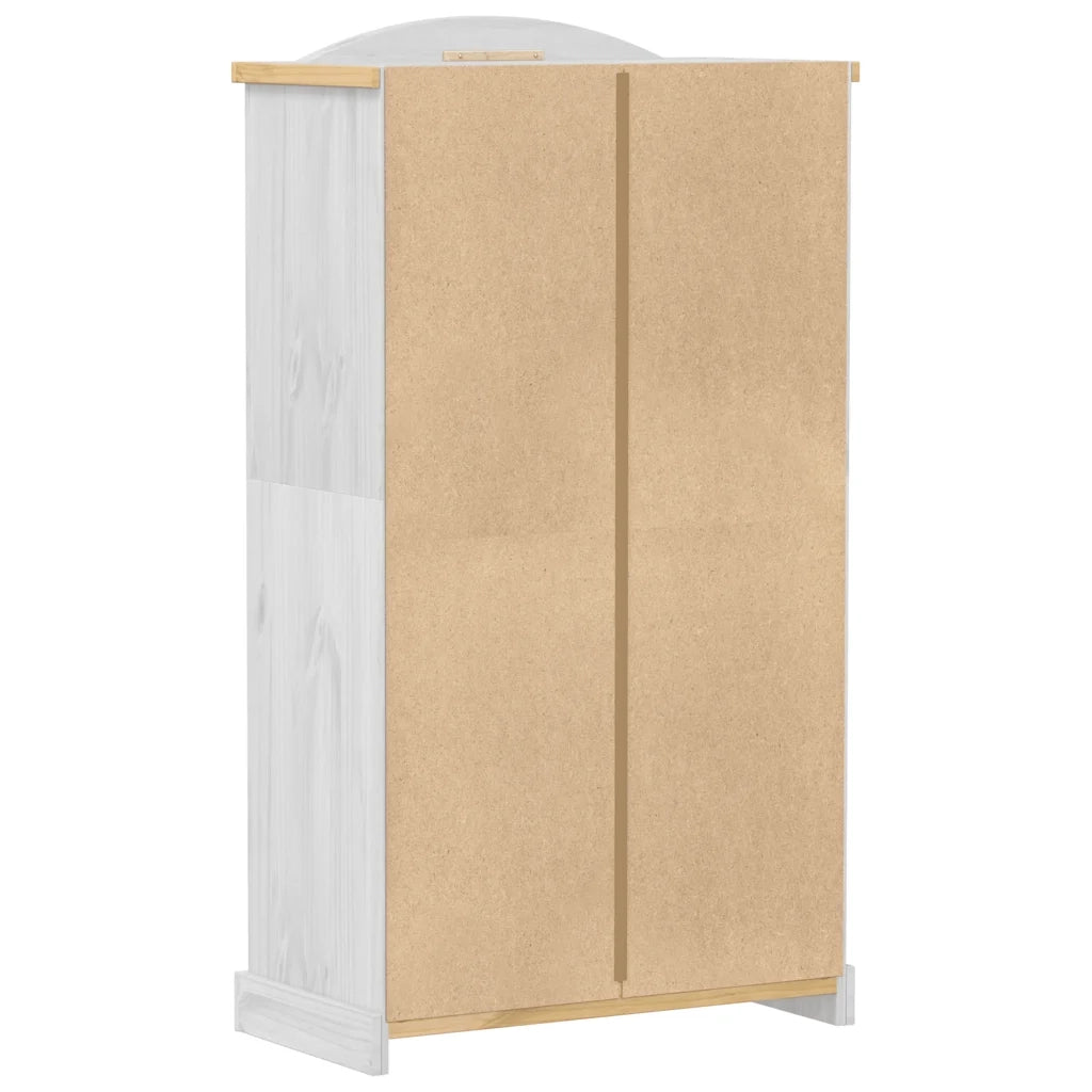 Armadio Corona Bianco 102x52x186 cm in Legno Massello di Pino 4012157