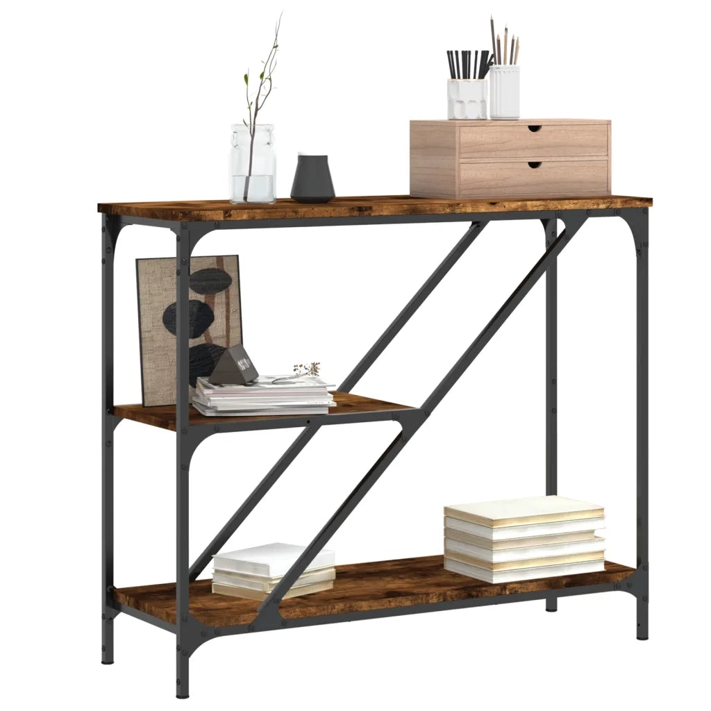 Tavolino Consolle-Tavolino da soggiorno-Tavolo Rovere Fumo 88,5x30x75cm in Legno Multistrato