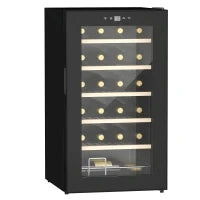 Cantinetta Vino Frigo per 24 Bottiglie, Capacità 65L, Controllo Temperatura e Ripiani Estraibili, Nero