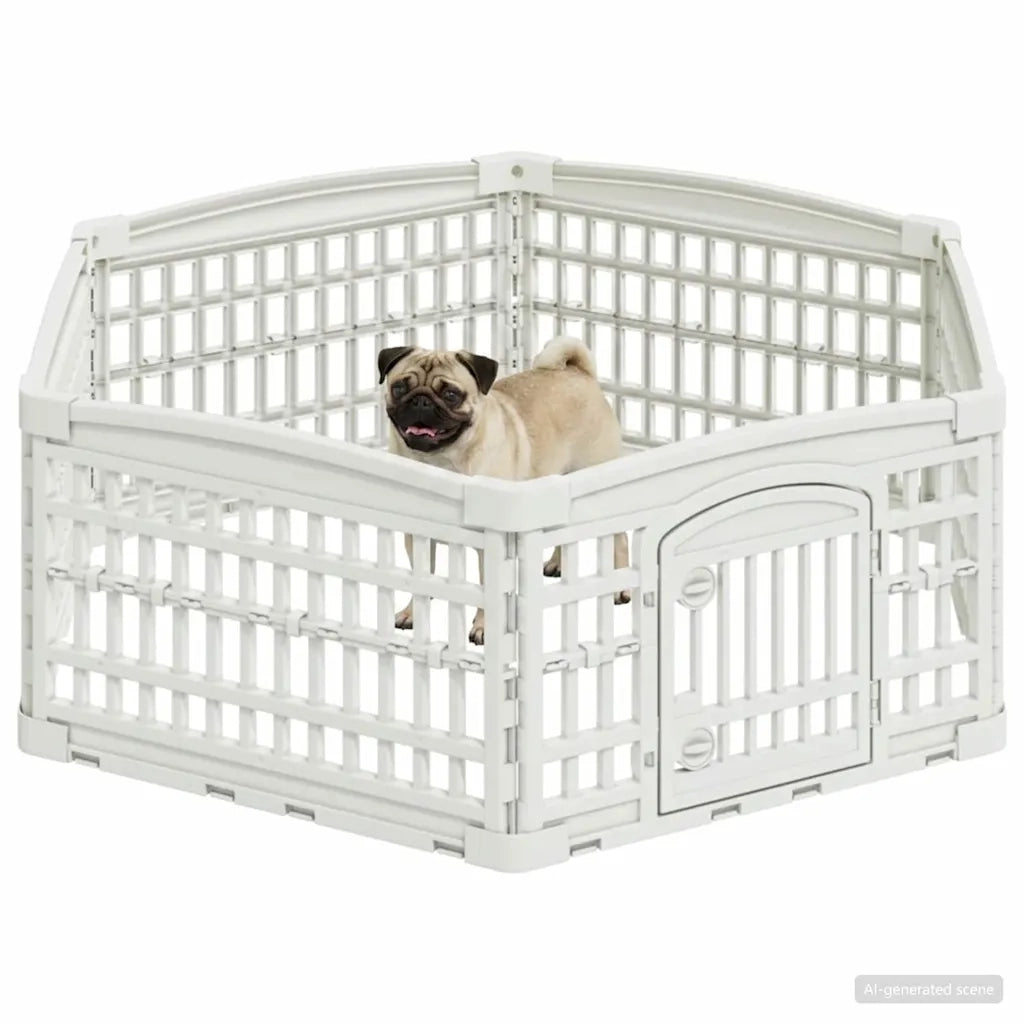 Panchetto per Cani a 6 Pannelli Bianco 122 x 106 x 40 cm 42027217