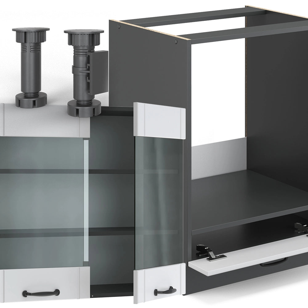 Vicco Cucina angolare completa Bianco casa di campagna/antracite 160 x 190 cm , PL Antracite