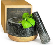 Vijzello con martelletto - granito e legno di quercia - per contenitore di spezie da cucina