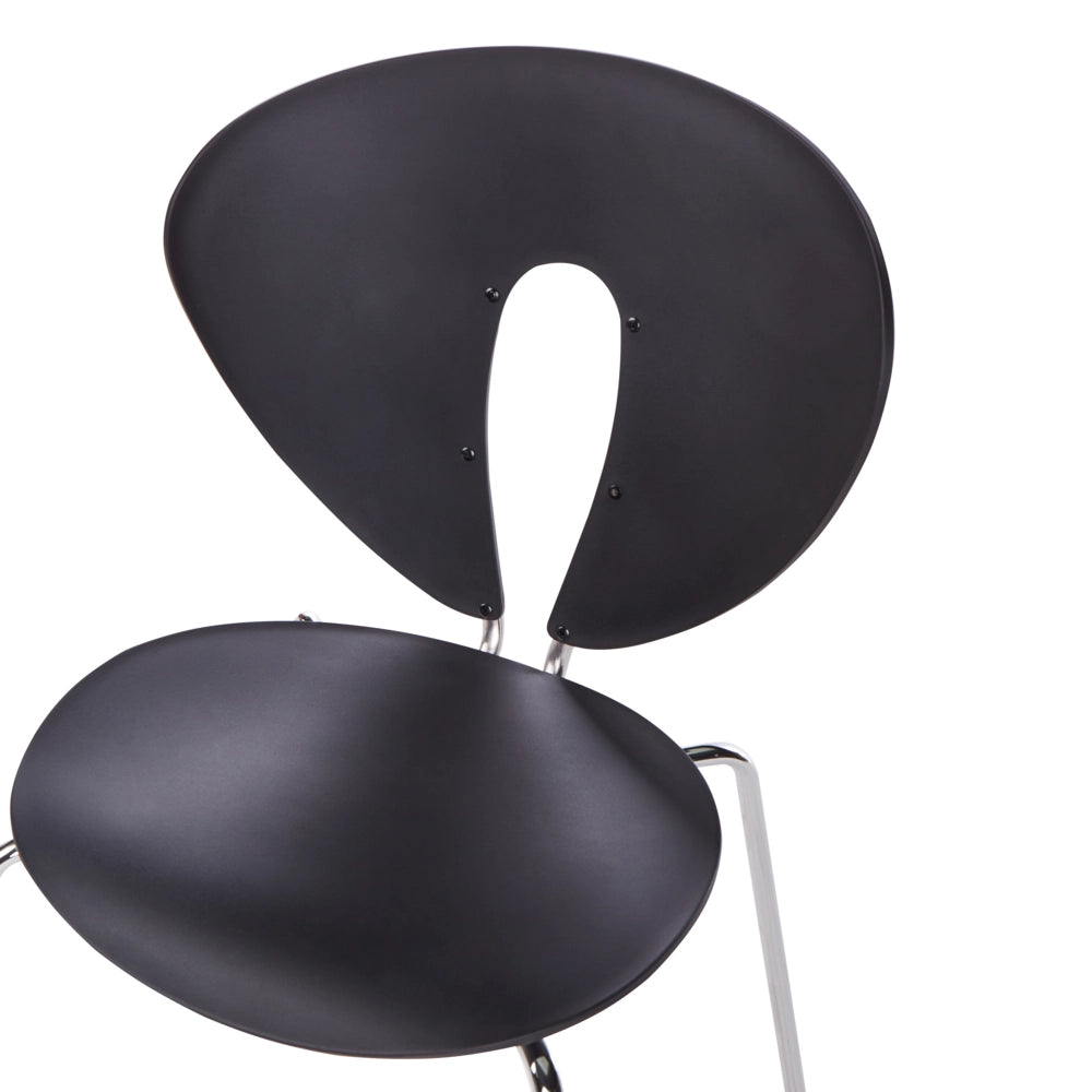Set di 2 sedie da pranzo impilabili con sedile in plastica senza braccioli nero stile moderno