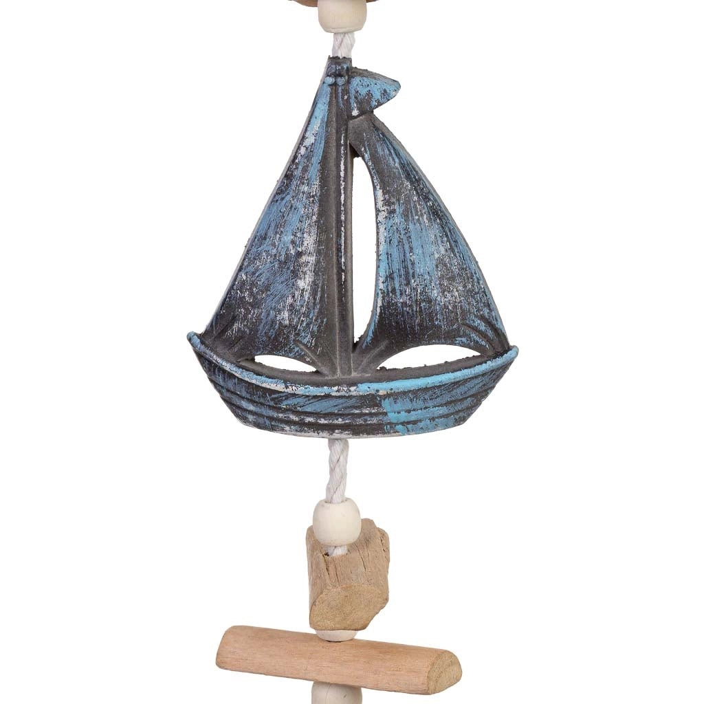 Campanello a vento decorativo in legno, blu, 8x2x50h cm