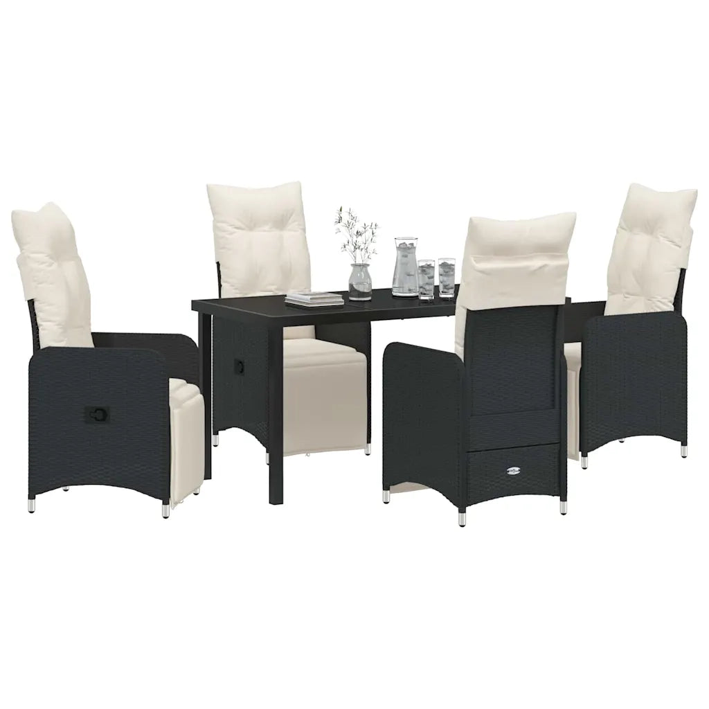 Set da Pranzo per Giardino con cuscino 5 pcs Nero polyrattan 3379662
