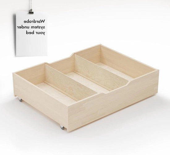 Scatola di stoccaggio 975x89x23cm su cassa in legno massello con ruote e contenitori